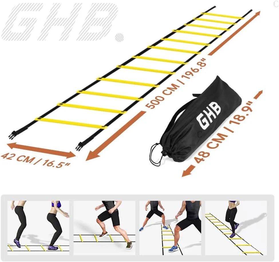 ラダー トレーニングラダー 野球 サッカー 3m(6枚)/ 5m(9枚)/ 6m(12枚)/ 9m(21枚) 収納袋付き スピードラダー 瞬発力 敏捷性 陸上競技 小学生 子供 キッズ 初心者 軽量 持ち運びやすい - Yolerhome