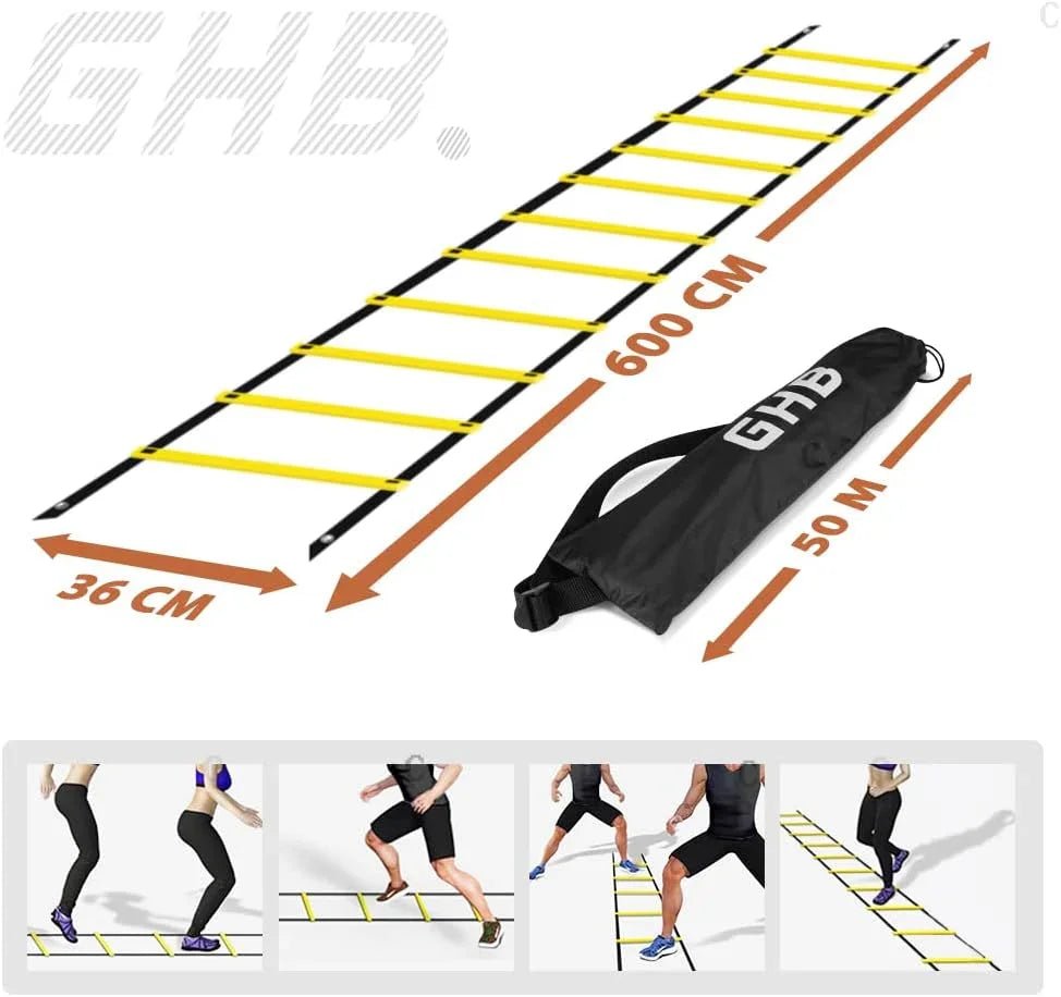 ラダー トレーニングラダー 野球 サッカー 3m(6枚)/ 5m(9枚)/ 6m(12枚)/ 9m(21枚) 収納袋付き スピードラダー 瞬発力 敏捷性 陸上競技 小学生 子供 キッズ 初心者 軽量 持ち運びやすい - Yolerhome