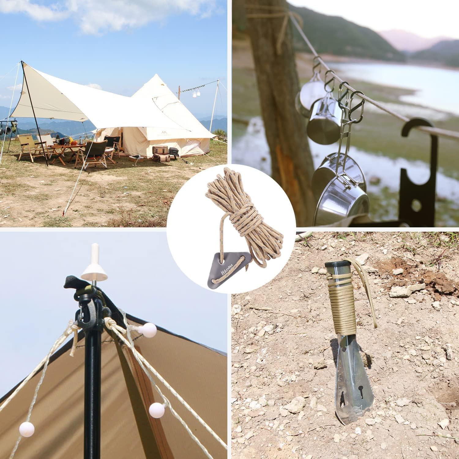 テントロープ 4本セット パラコード カラビナ付き 調節可能 長さ4M 5M 収納袋付きTR4 - 4 - Yolerhome