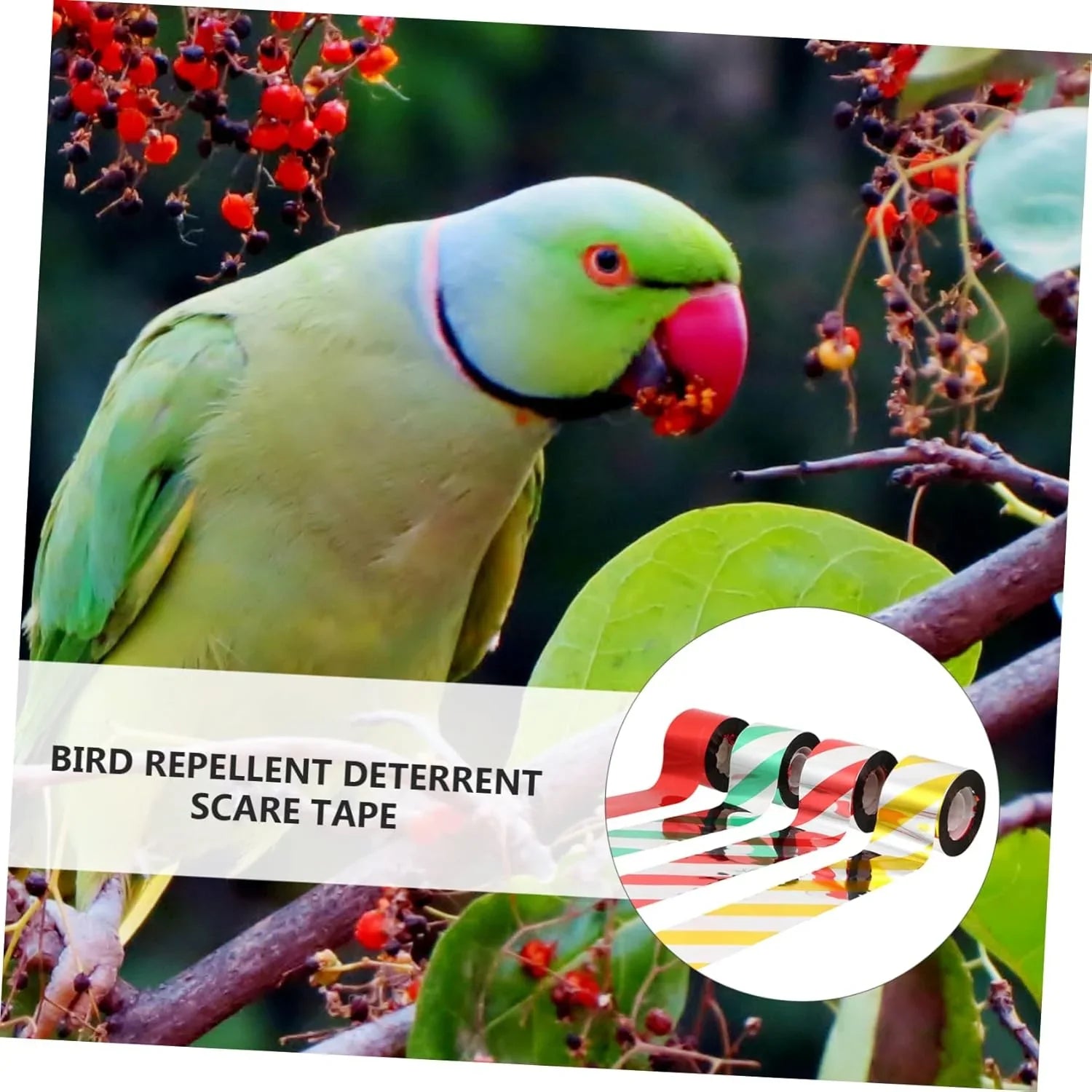 4個 鳥よけリボン バードドライビングベルト カラーテープ のりテープ グリップテープ ハトテープ かかしリボン 反射する 粘着テープ 鳥よけベルト ポリエステルフィルム - Yolerhome
