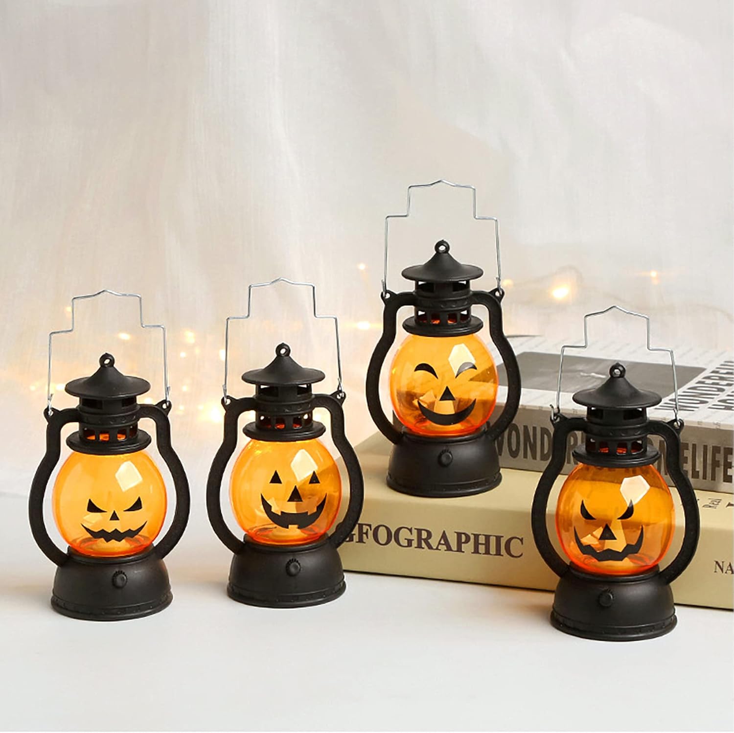4点セット ハロウィン 飾り led ランタン かぼちゃ 提灯 ハロウィン 飾り付け ライト カボチャ 玄関 置物 ハロウィーン 装飾 パーティーに飾り ちょうちん 小型 軽量 子供に携帯用 halloween decoration - Yolerhome