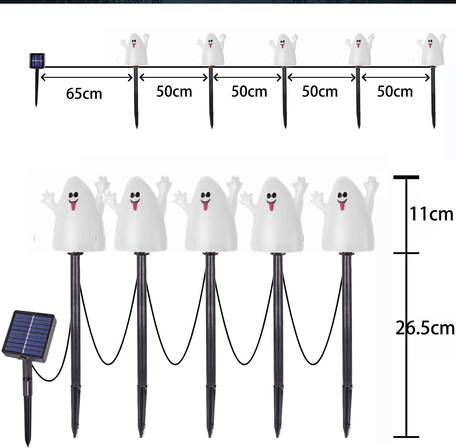 ガーデンライト ハロウィーン ソーラーライト ハロウィン 飾り ライト ハロウィン ゴースト 飾り 5個セット 太陽光発電 防水 室内 屋外 イベント 雰囲気作り ウォームホワイト (幽霊 1) - Yolerhome