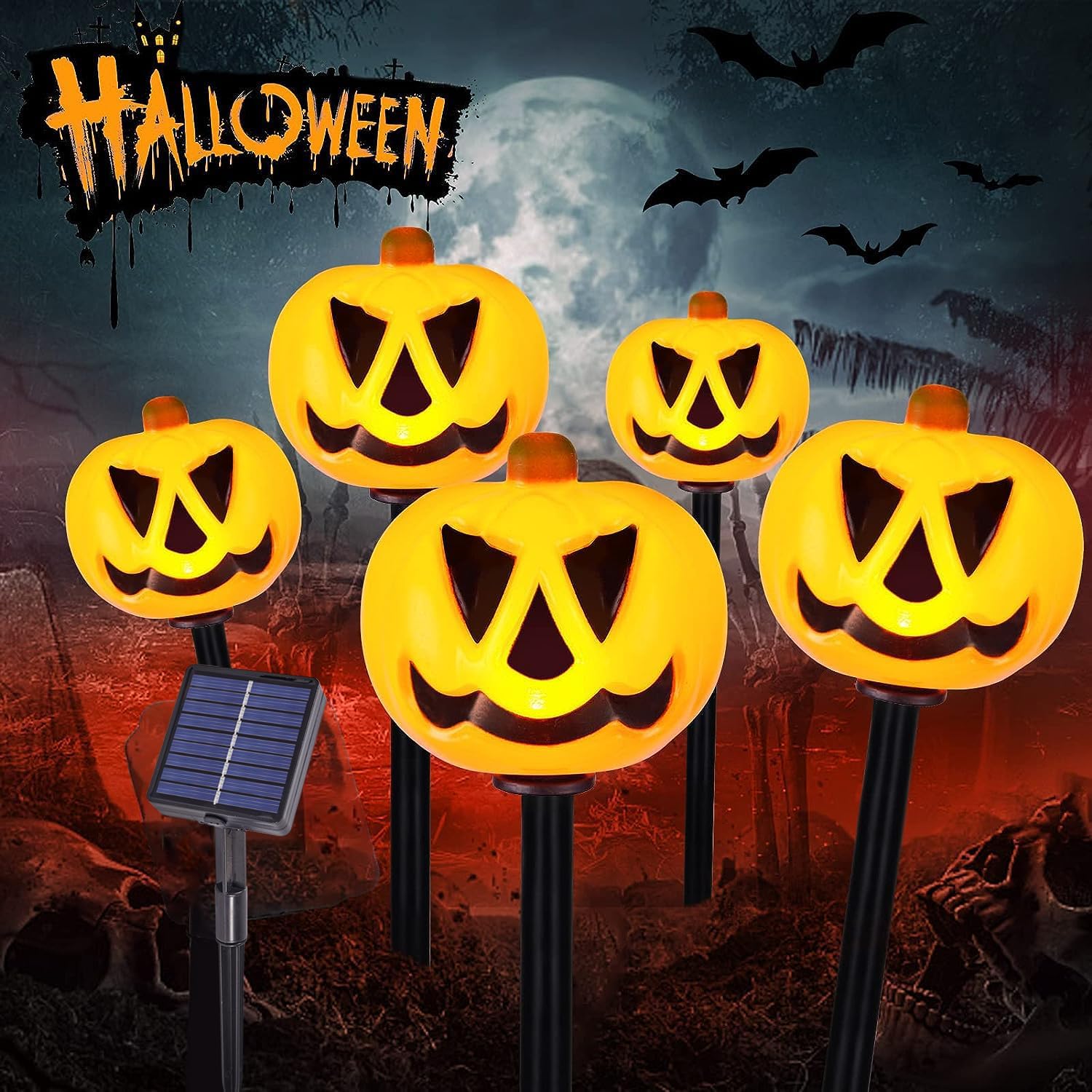 ガーデンライト ハロウィーン ソーラーライト ハロウィン 飾り ライト ハロウィン ゴースト 飾り 5個セット 太陽光発電 防水 室内 屋外 イベント 雰囲気作り ウォームホワイト (幽霊 1) - Yolerhome