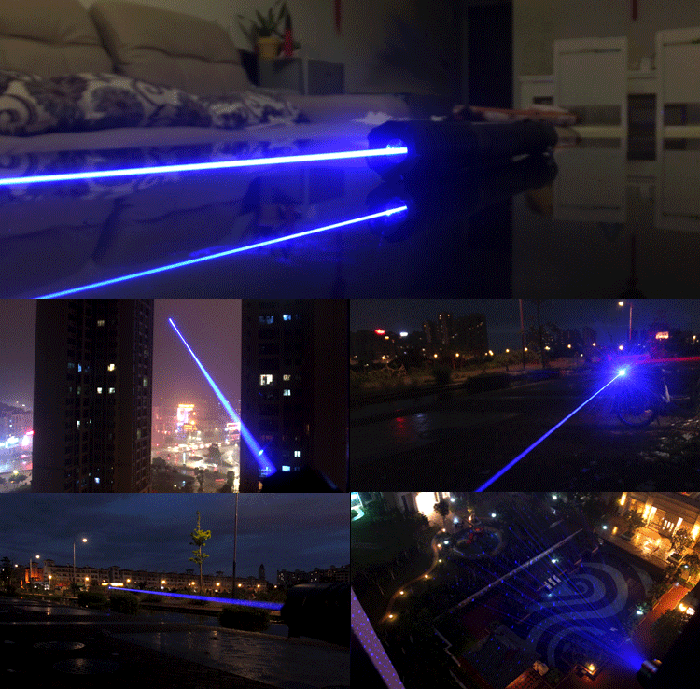 レーザーポインター ブルー 高出力 超強力10000mw(10W) 450nm波長 青色レーザー最安価格 人気プレゼン 豪華 青いレーザーポインター最安挑戦 瞬間にマッチ、タバコを点火でき - Yolerhome