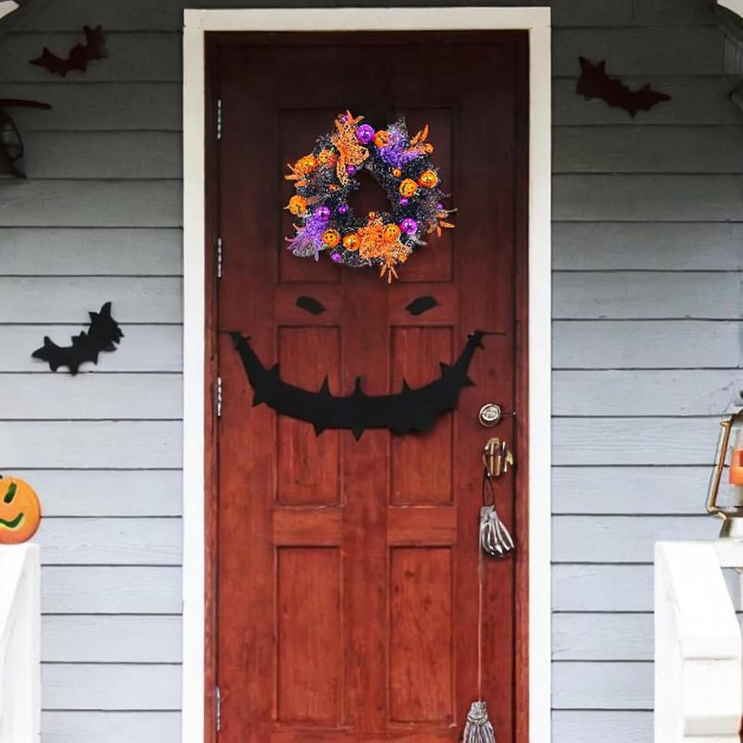 ハロウィン用飾り ハロウィン用リース ドアリース カボチャ 花輪装飾 直径50cm 庭園 オーナメント 装飾 パーティー 置物 壁掛け お化け ハロウイングッズ 玄関 ハロウィン置物 撮影道具 - Yolerhome