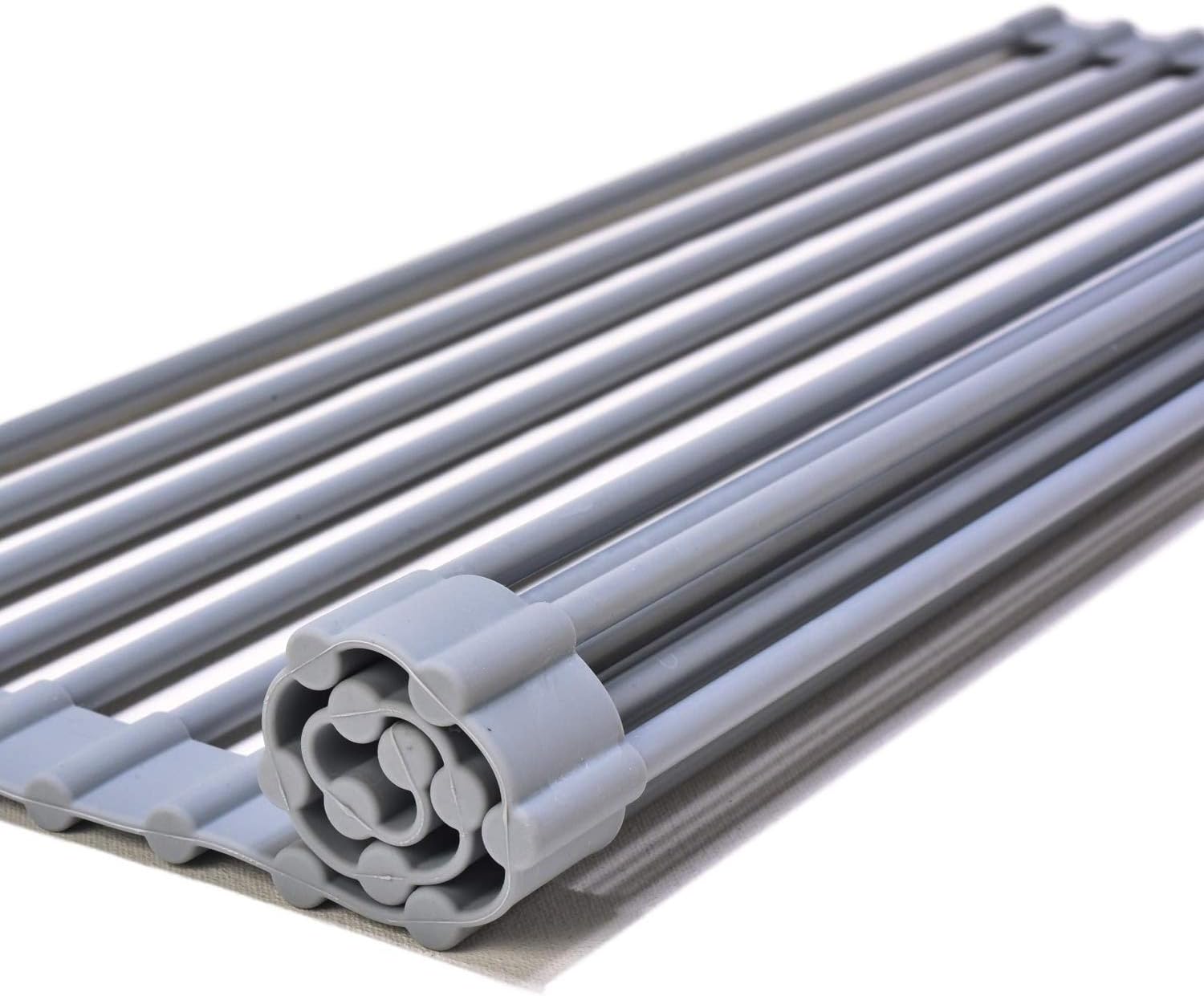 水切りラック シンク上 食器 水切りカゴ くるくるスッキリラック 抗菌 コンパクト 錆びない シリコン シンク 省スペース ワイド 乾燥 (52 × 33cm ) - Yolerhome