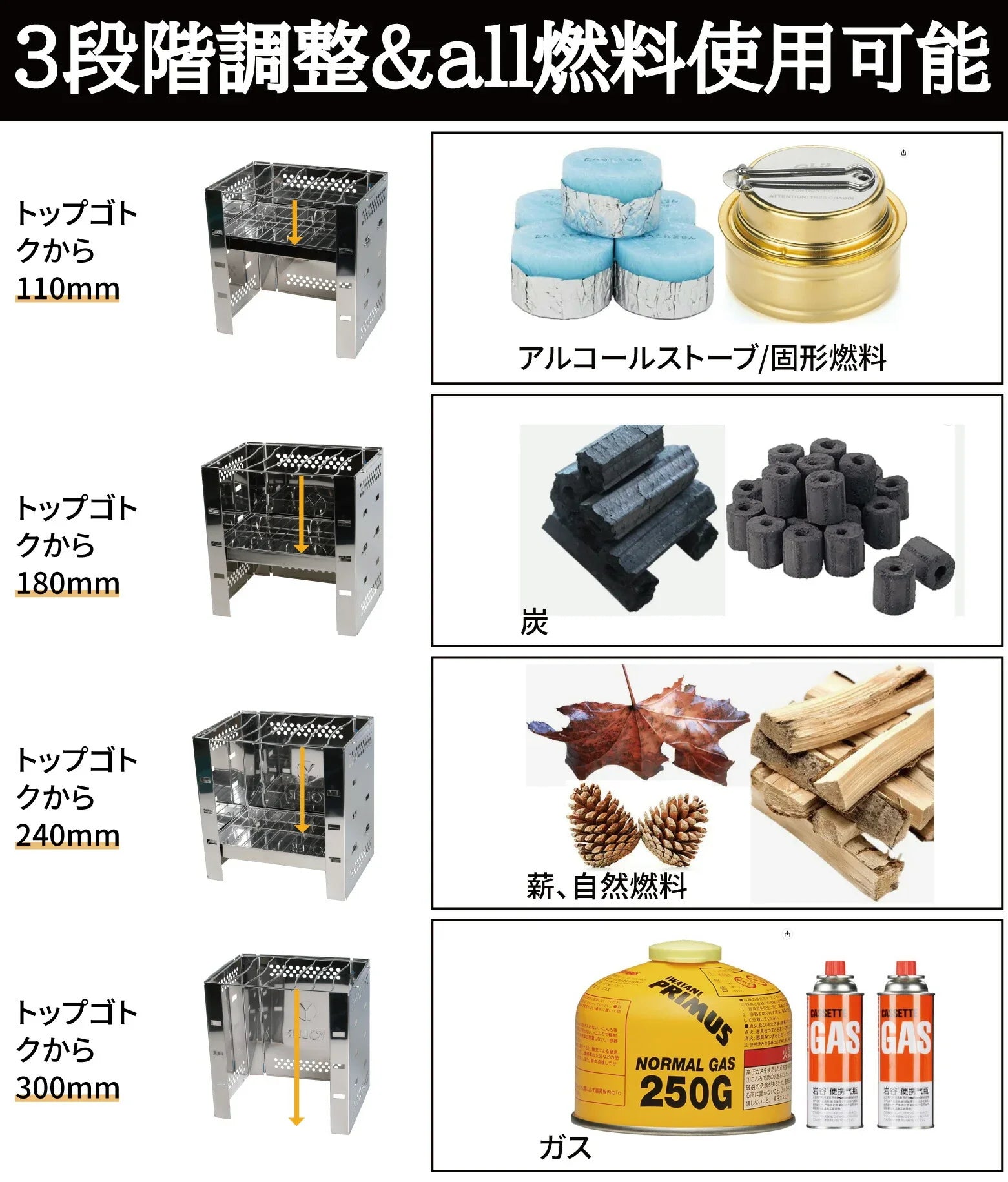 【春の期間限定・5％OFF】フォールディングコンロ 2～4人用 A4型 GS003 - Yolerhome