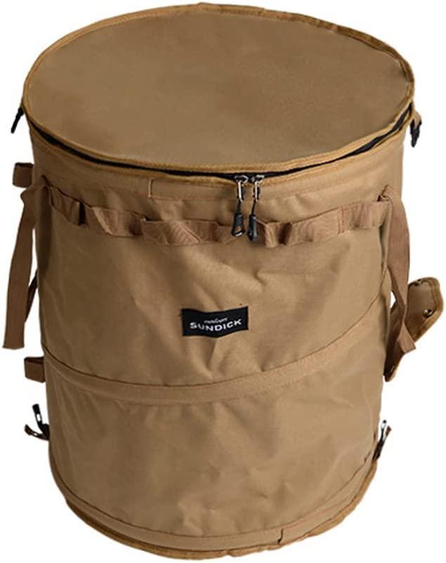 ポップアップトラッシュボックス アウトドア キャンプ用 ゴミ箱 ゴミ袋固定リング付き ペグ固定穴付き ポール固定用ベルト付き 折りたたみ可 62L - Yolerhome