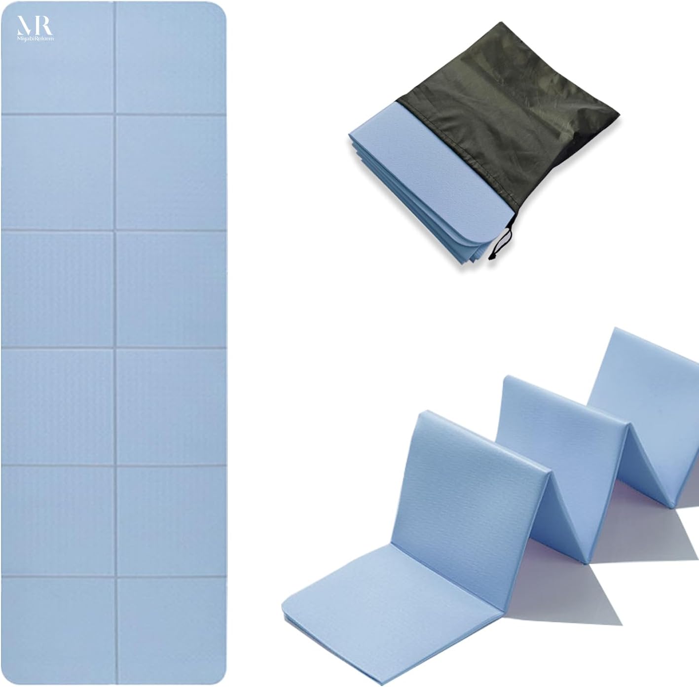 【ヨガマット】折りたたみ式 6mm厚 TPE軽量設計 両面滑り止め エクササイズ・筋トレ・ストレッチ・自宅トレーニング用 183×61cm 収納袋付き 持ち運び便利 水洗い可 - yoler - Yolerhome