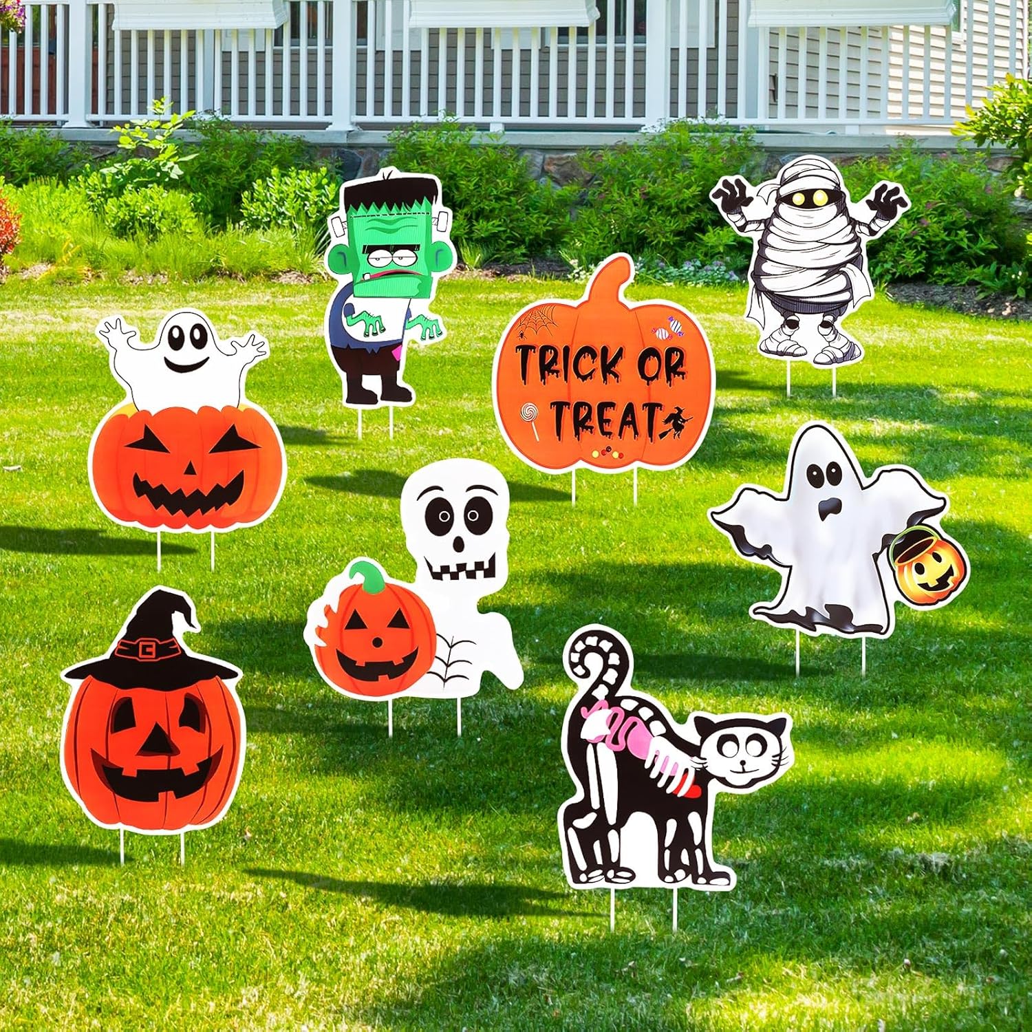 ハロウィン 飾り 屋外 8枚セット ハロウィン 装飾 庭 置物 おばけ ハロウィーン 装飾 ハロウィングッズ 飾り ゴースト ハロウィン カボチャ デコレーション カラフル プラスチック - Yolerhome