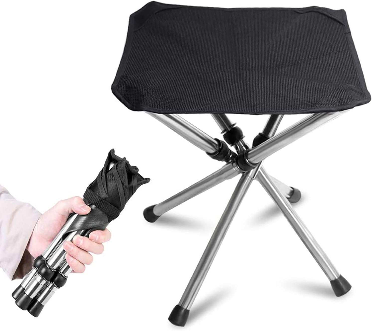 アウトドアチェア 折りたたみ椅子 コンパクトイス キャンプ 耐荷重80 - 100kg ステンレス製 超軽量 収納バッグ付き お釣り バーベキュー 登山 ブラウン - Yolerhome