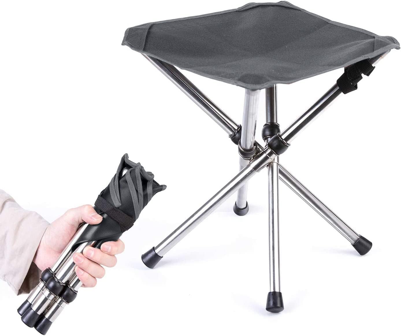 アウトドアチェア 折りたたみ椅子 コンパクトイス キャンプ 耐荷重80 - 100kg ステンレス製 超軽量 収納バッグ付き お釣り バーベキュー 登山 ブラウン - Yolerhome