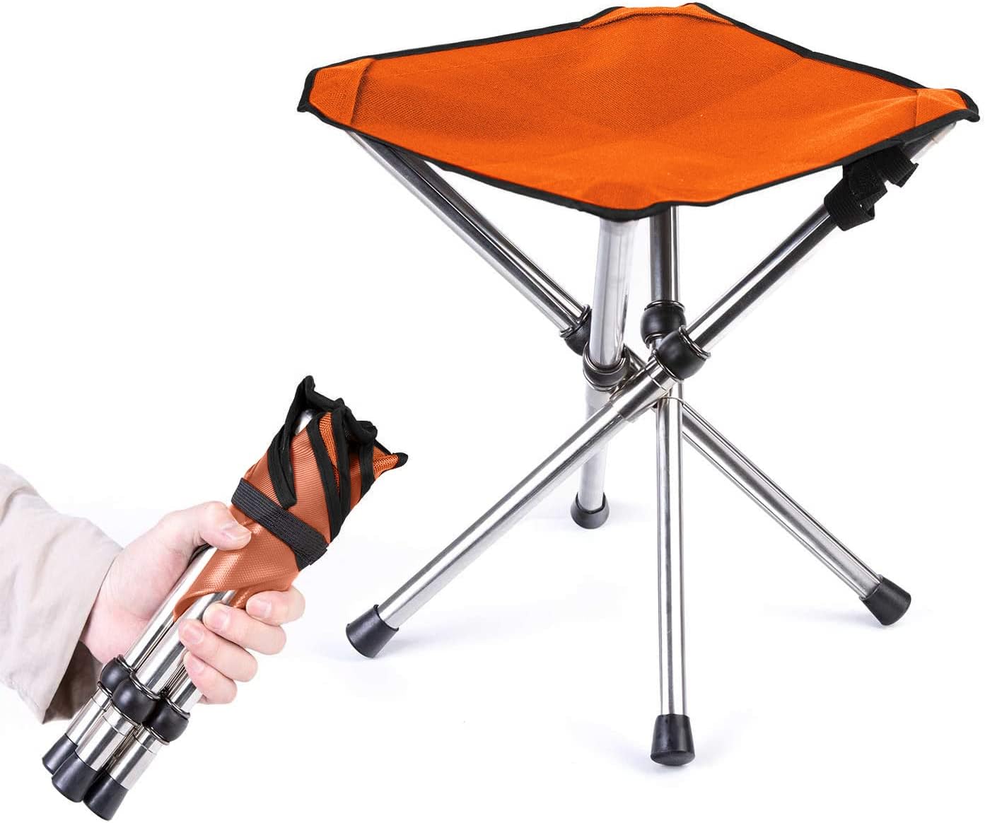 アウトドアチェア 折りたたみ椅子 コンパクトイス キャンプ 耐荷重80 - 100kg ステンレス製 超軽量 収納バッグ付き お釣り バーベキュー 登山 ブラウン - Yolerhome