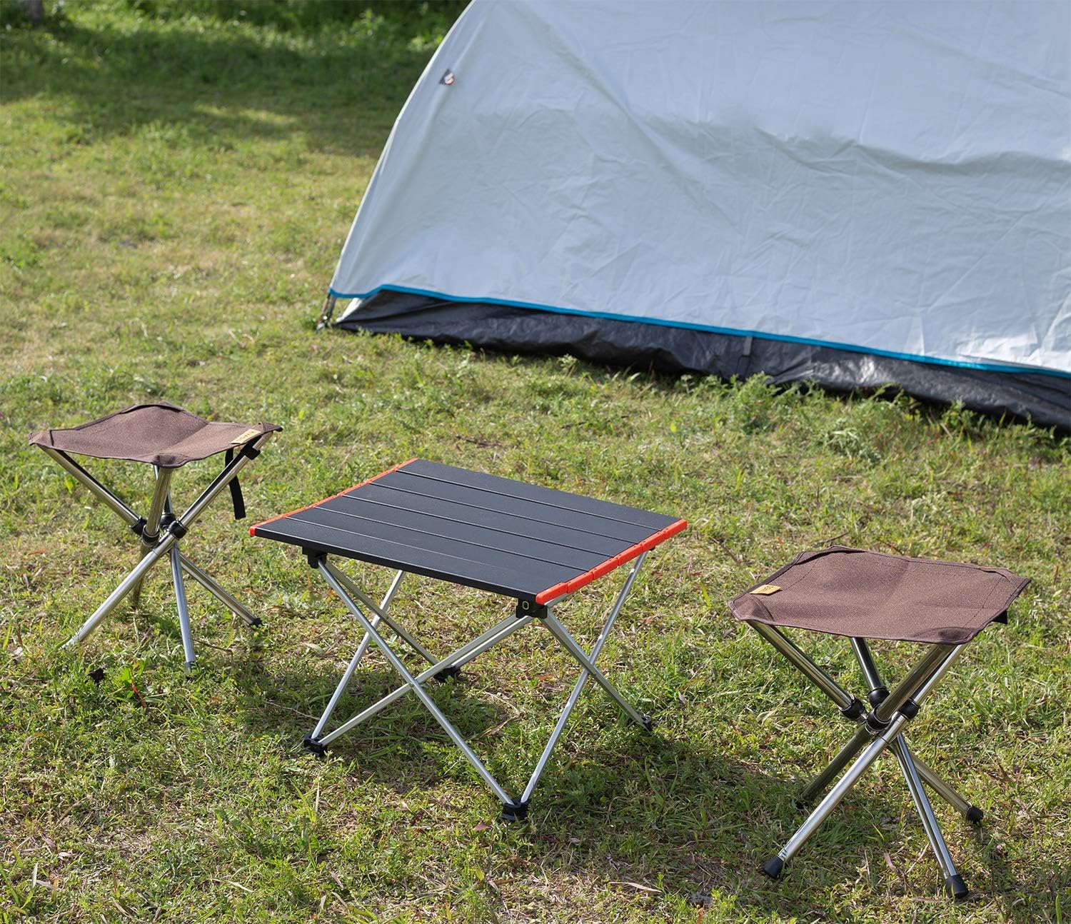 アウトドアチェア 折りたたみ椅子 コンパクトイス キャンプ 耐荷重80 - 100kg ステンレス製 超軽量 収納バッグ付き お釣り バーベキュー 登山 ブラウン - Yolerhome