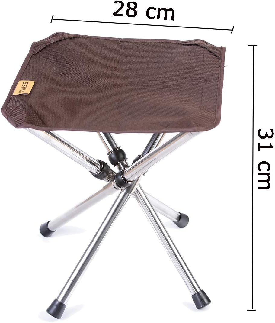 アウトドアチェア 折りたたみ椅子 コンパクトイス キャンプ 耐荷重80 - 100kg ステンレス製 超軽量 収納バッグ付き お釣り バーベキュー 登山 ブラウン - Yolerhome