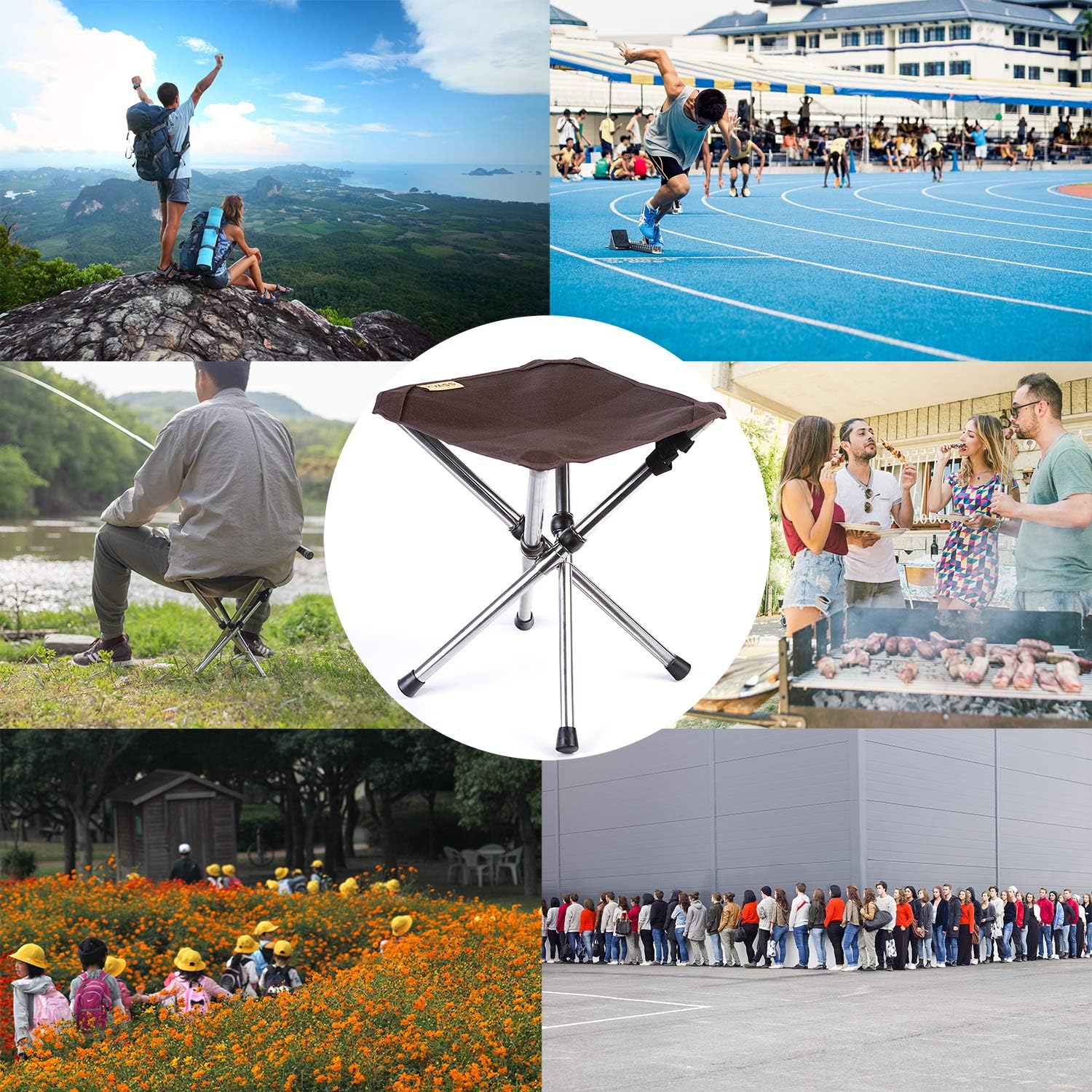 アウトドアチェア 折りたたみ椅子 コンパクトイス キャンプ 耐荷重80 - 100kg ステンレス製 超軽量 収納バッグ付き お釣り バーベキュー 登山 ブラウン - Yolerhome