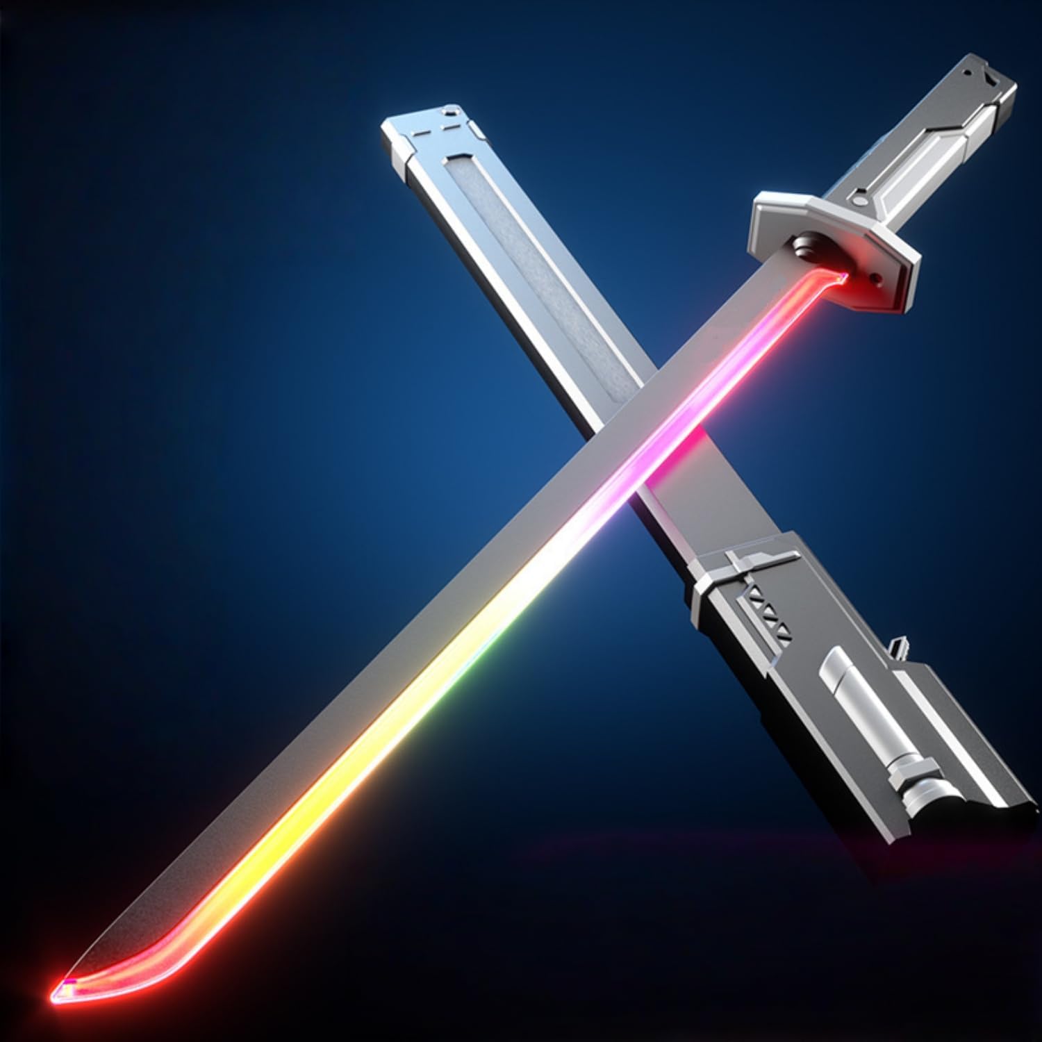 サイバーパンク ライトセーバー スターウォーズ 子供用 レーザーソード スプレー+スパークエフェクト 光る武器 鞘付き シミュレーションソード カタナ 充電式 男の子へのギフト、コスプレ、ロールプレイングに最適 刃幅80cm (グレー) - Yolerhome
