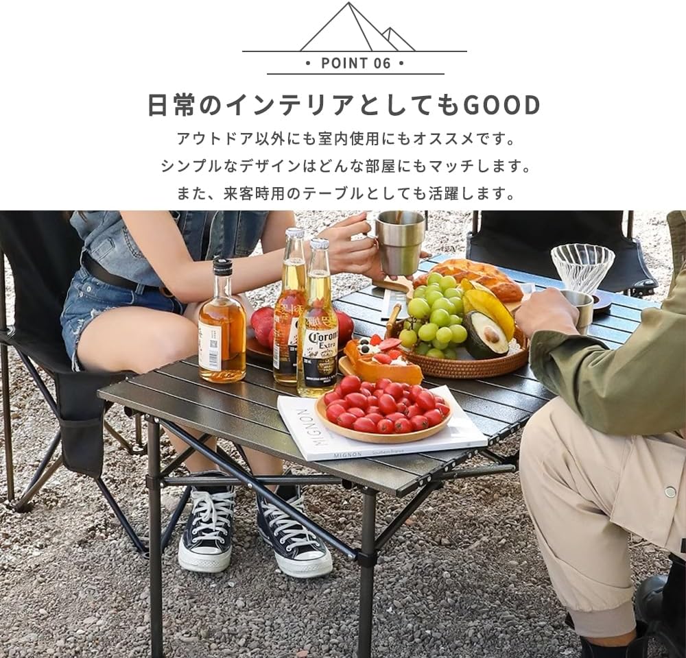 アウトドア 折りたたみ ロールトップテーブル 軽量 95x55x50cm コンパクト キャンプテーブル 簡単組立 収納バッグ付 インテリア キャンプ アウトドア チェア(なし), テーブル(95cm)x1 - Yolerhome