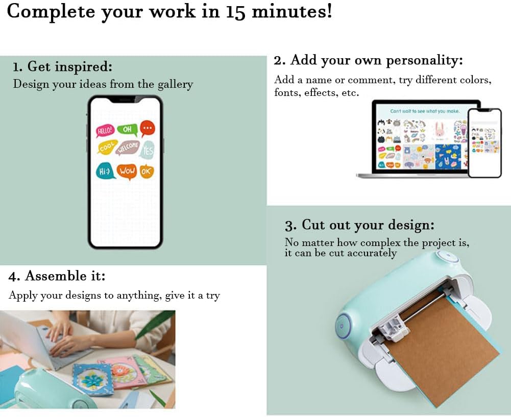 スマートカッティングマシン、全自動ダイカット＆エンボスマシン、ハイドロゲルフィルムカッティングマシン、アート＆クラフト用のBluetooth接続、アイロン接着およびカードストック全自動位置決定巡辺タイプライター小型裁断機応援扇 - Yolerhome