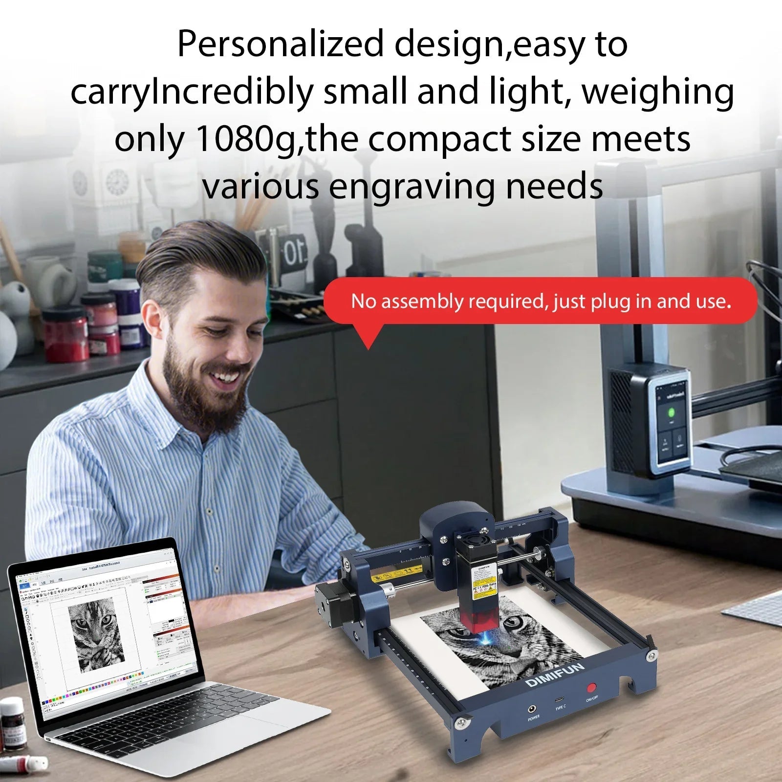 小型レーザー彫刻機ポータブルミニ卓上マーキング機全自動レタリングマイクロマーキングDIY屋台 - Yolerhome