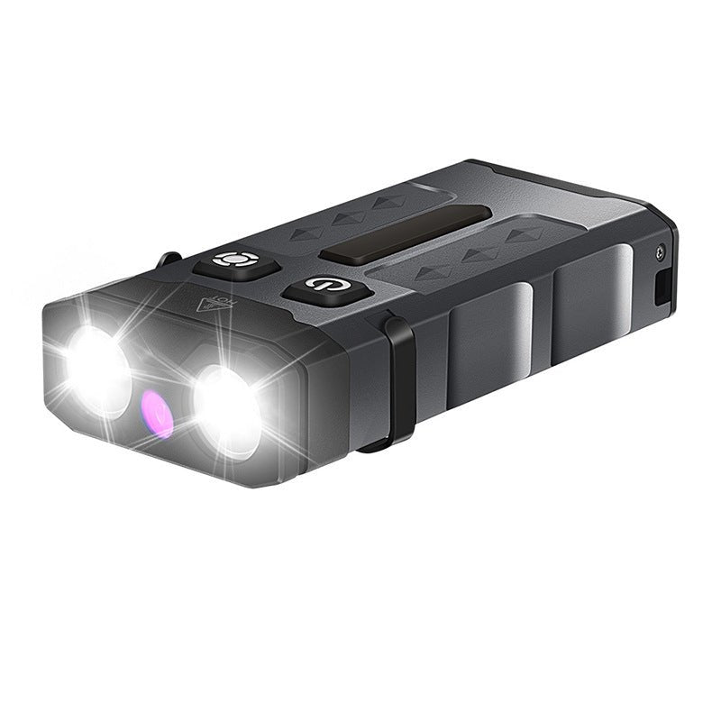 EDCアルミ合金強光懐中電灯紫光+RGB雰囲気灯緑レーザー多機能キー懐中電灯磁気吸磁可能超長航続防水多段照明 - Yolerhome