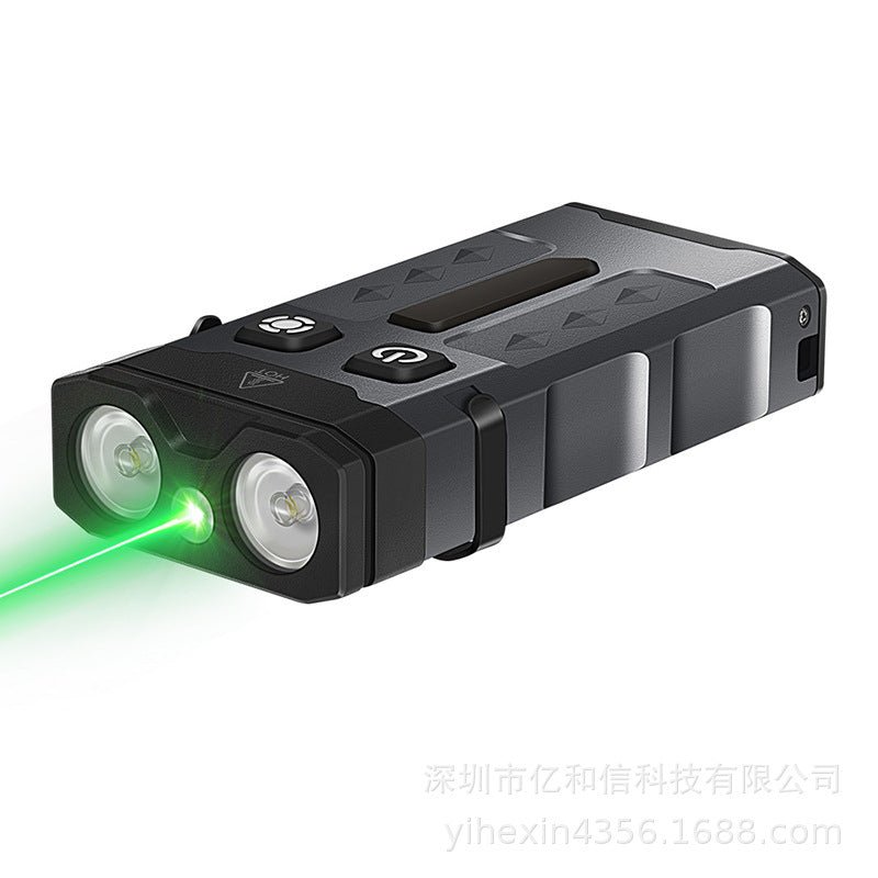 EDCアルミ合金強光懐中電灯紫光+RGB雰囲気灯緑レーザー多機能キー懐中電灯磁気吸磁可能超長航続防水多段照明 - Yolerhome