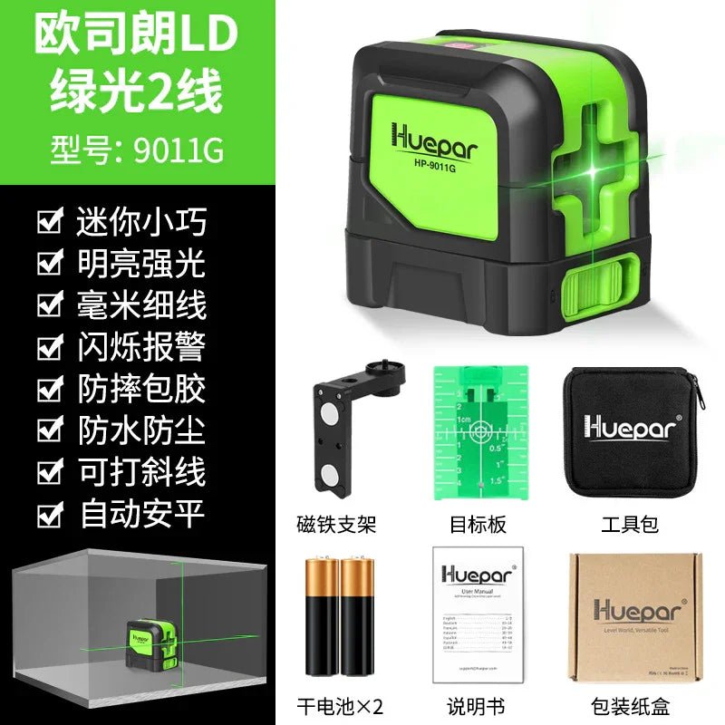 Huepar 3x360° レーザー墨出し器 12ライン16ラインレベル計高精度レーザー投光器 グリーン 緑色 レーザー大矩 フルライン照射モデル 自動補正 2電源方式 Type - C充電可能 - Yolerhome