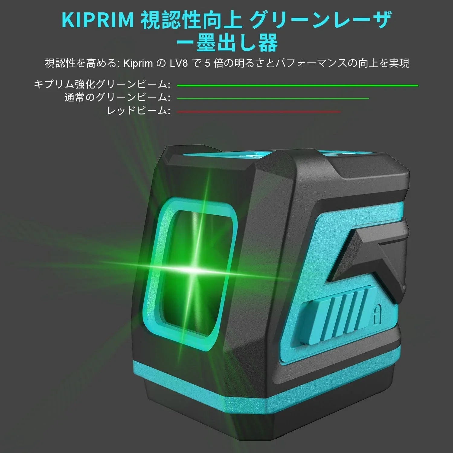 Kiprim レーザー墨出し器 墨出しレーザー 視認性向上、明るさ調整可能、手動/自動水平/パルスモード、レーザー安全基準:クラス2 電池とキャリングポーチ付属 日本語説明書付き LV8 - Yolerhome