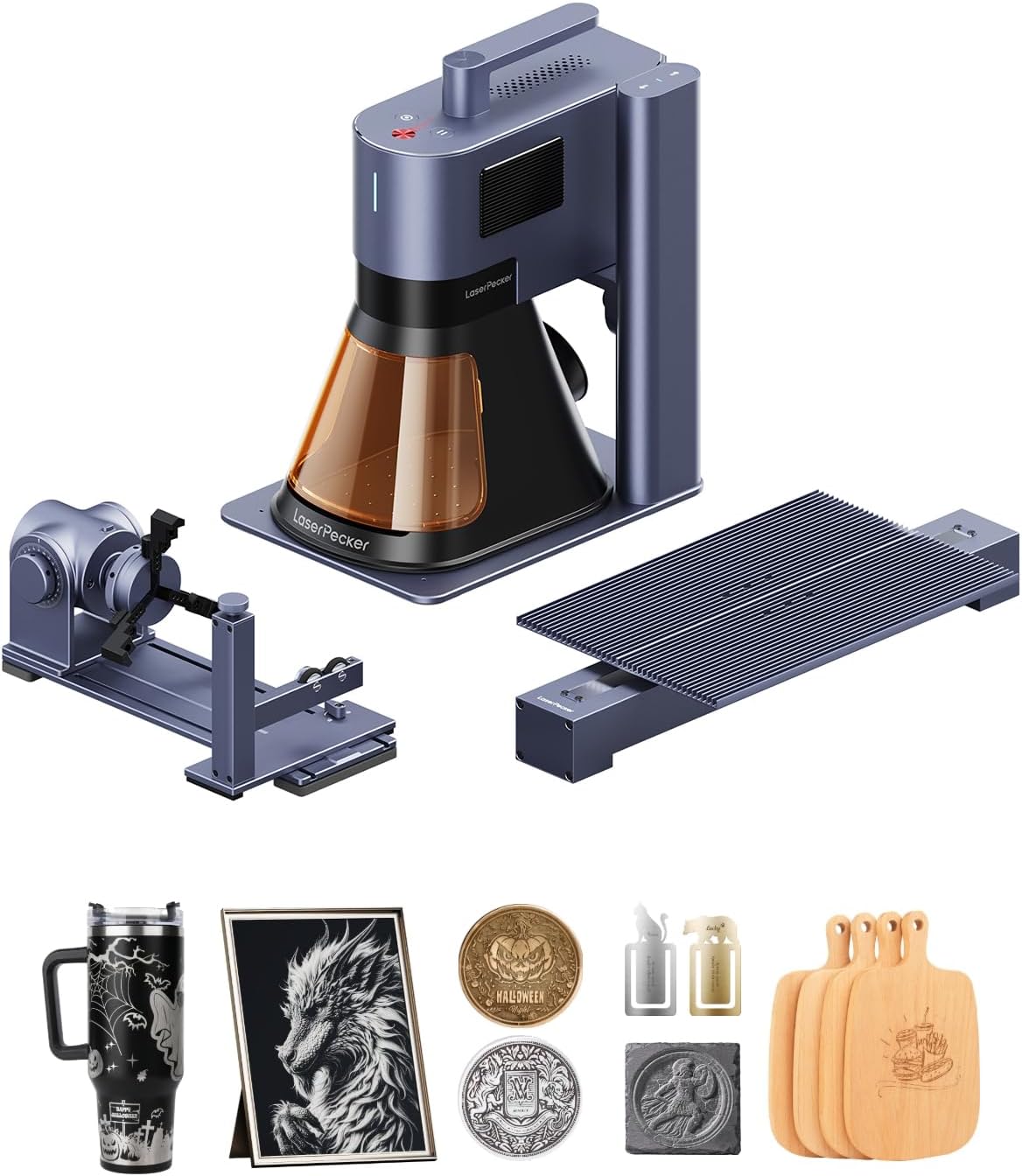 Laserpecker 5 レーザー彫刻機 レーザー加工機 20Wファイバーレーザー＆20Wダイオードレーザー 10000mm/s超高速バッチ彫刻 0.0027mm 超高精度 木材 金属レーザーカッター 金属加工 深彫り 木材や石 にエンボス加工160mmx300mm 平面作業領域 曲面彫刻可 Wifi＆USB接続 Lightburn対応 簡単操作 日本語アプリ対応 高性能 企業用 レーザー刻印機 - Yolerhome