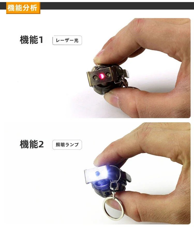 シミュレーショングレネードレーザーキーホルダーLED照明ミニ懐中電灯カスタムペンダント手榴弾メーカー卸売 - Yolerhome