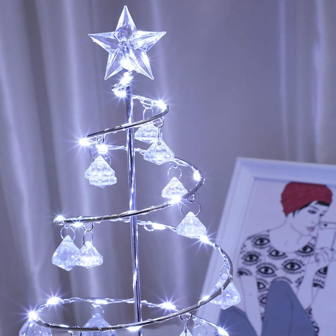 クリスマスツリー 卓上 led クリスマスツリー 卓上 電気スタンド 卓上 ツリー クリスマスツリー 卓上 おしゃれ オーナメント 北欧 ダイヤモンド 雰囲気作り クリスマスライトー 室内用 普段使い 電池式 電飾 祝日 飾り付け 誕生日 結婚式 パーティ プレゼント ギフト かわいい おしゃれ - Yolerhome