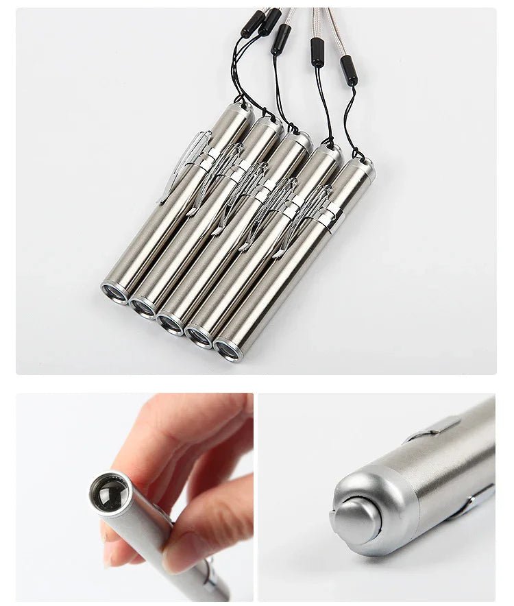 ミニLED懐中電灯 ステンレス製ペン型 強力ライト 7号電池式 軽量ポータブル 家庭用・アウトドア携帯用ライト - Yolerhome