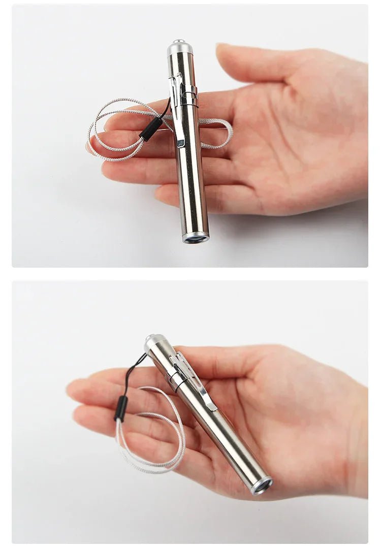 ミニLED懐中電灯 ステンレス製ペン型 強力ライト 7号電池式 軽量ポータブル 家庭用・アウトドア携帯用ライト - Yolerhome