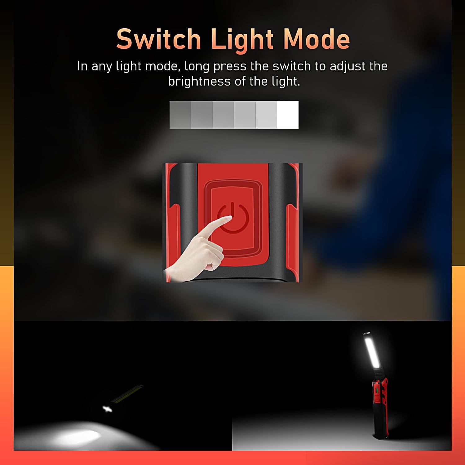 LED作業灯 高輝度 800ルーメン ワークライト USB充電式 折り畳み式