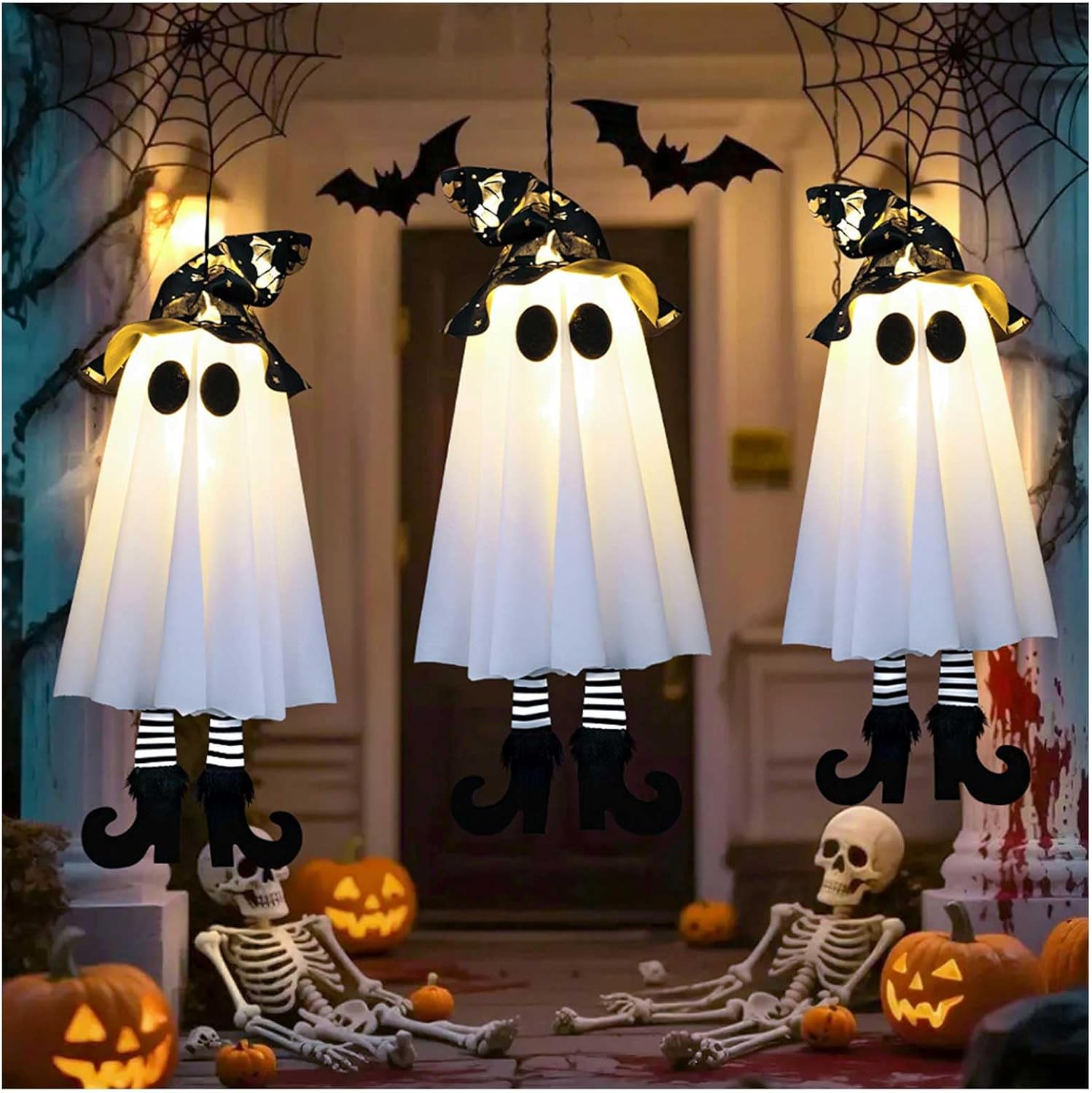 ハロウィン ゴーストライト ウィッチゴースト 装飾ライト LED電球付き 電池式 パーティー飾り ハロウィングッズ 装飾 ストリングライト 恐怖の雰囲 DIY 屋外 室内 お化け屋敷 庭 寝室 玄関 風景装飾 店舗装飾 照明飾り Halloween - Yolerhome