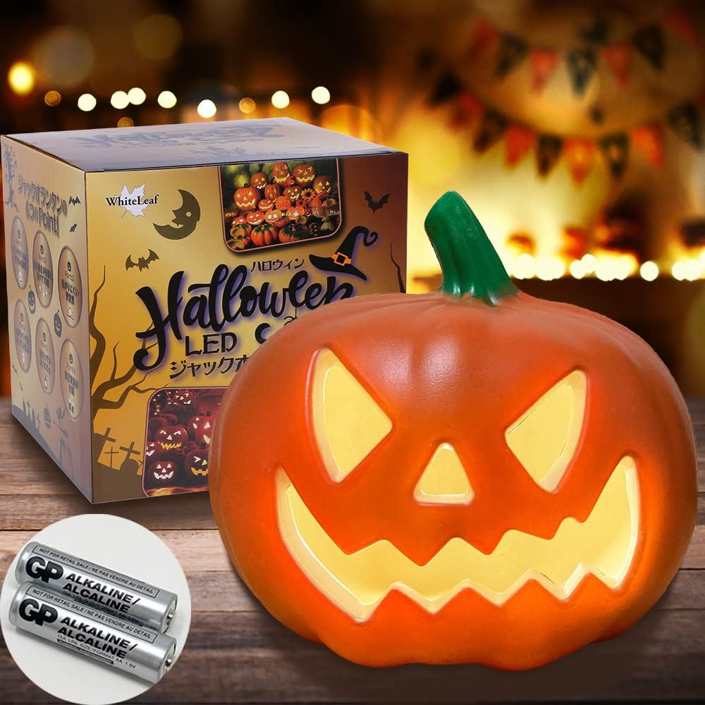 正規品【 しっかり光る ジャックオーランタン 】 ハロウィン LED ランタン 【 昼間もしっかり目立つ 】飾り 装飾 飾り付け ライト かぼちゃ halloween 電池式 (A型) - Yolerhome
