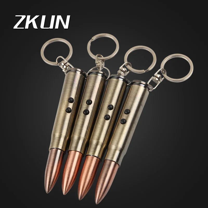 弾丸キーホルダーLEDレーザー懐中電灯ライト赤外線ポータブルストラップボールペン卸売 LEDライト付き 弾丸型ボールペン キーホルダー 多機能 アウトドア サバゲー ライフル弾 ダミーカートリッジ レーザー 雑貨 - Yolerhome