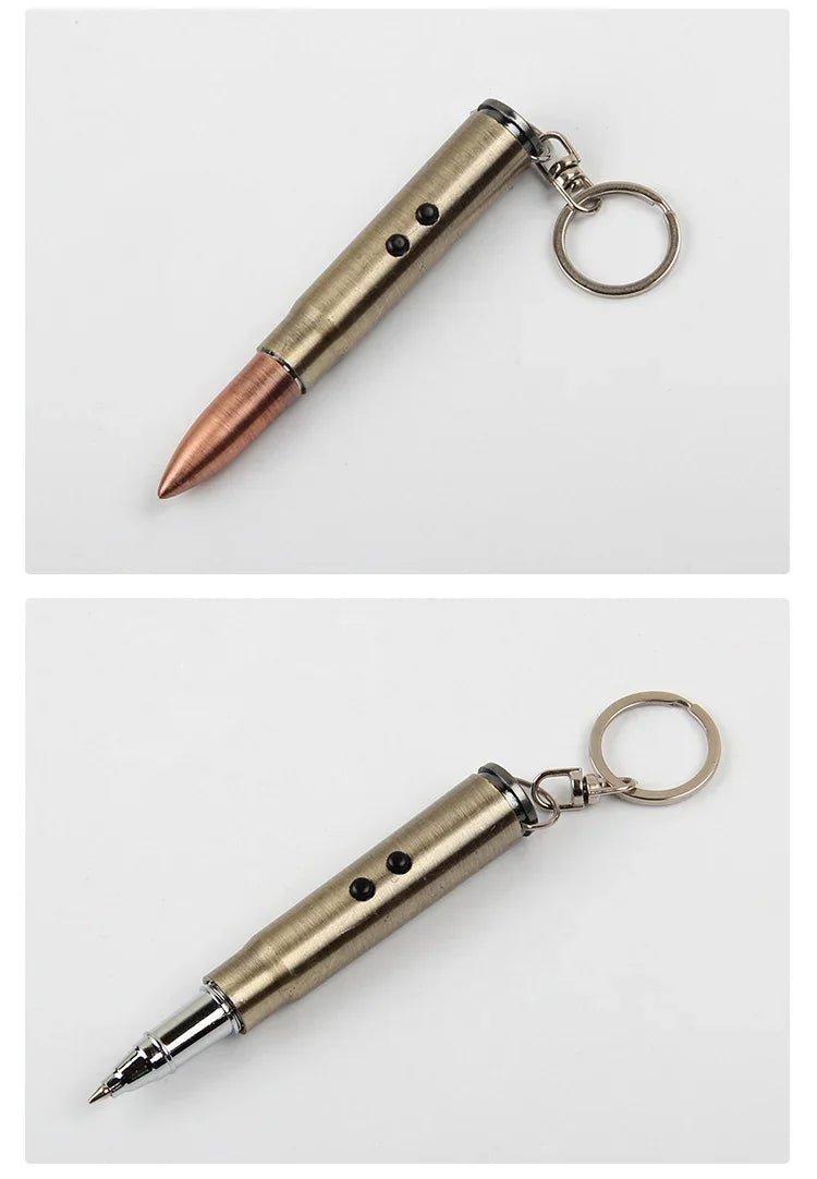 弾丸キーホルダーLEDレーザー懐中電灯ライト赤外線ポータブルストラップボールペン卸売 LEDライト付き 弾丸型ボールペン キーホルダー 多機能 アウトドア サバゲー ライフル弾 ダミーカートリッジ レーザー 雑貨 - Yolerhome