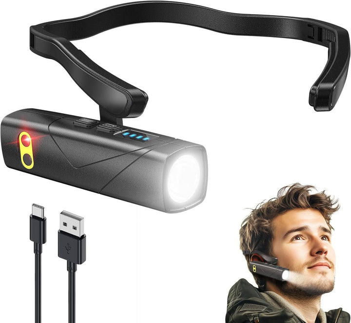 充電式 LED ヘッドライト, 【新概念耳掛け式・白色光・赤色光】 耳装着式ヘッドランプ センサー付き USB充電可能 5つの照明モード 高輝度アウトドアヘッドランプ 230°広角照明 超軽量 IPX4 防水防塵 8時間連続使用可能 キャンプ 登山 散歩 釣り 作業 停電用 防災用 最適 日本語取扱説明書 - Yolerhome