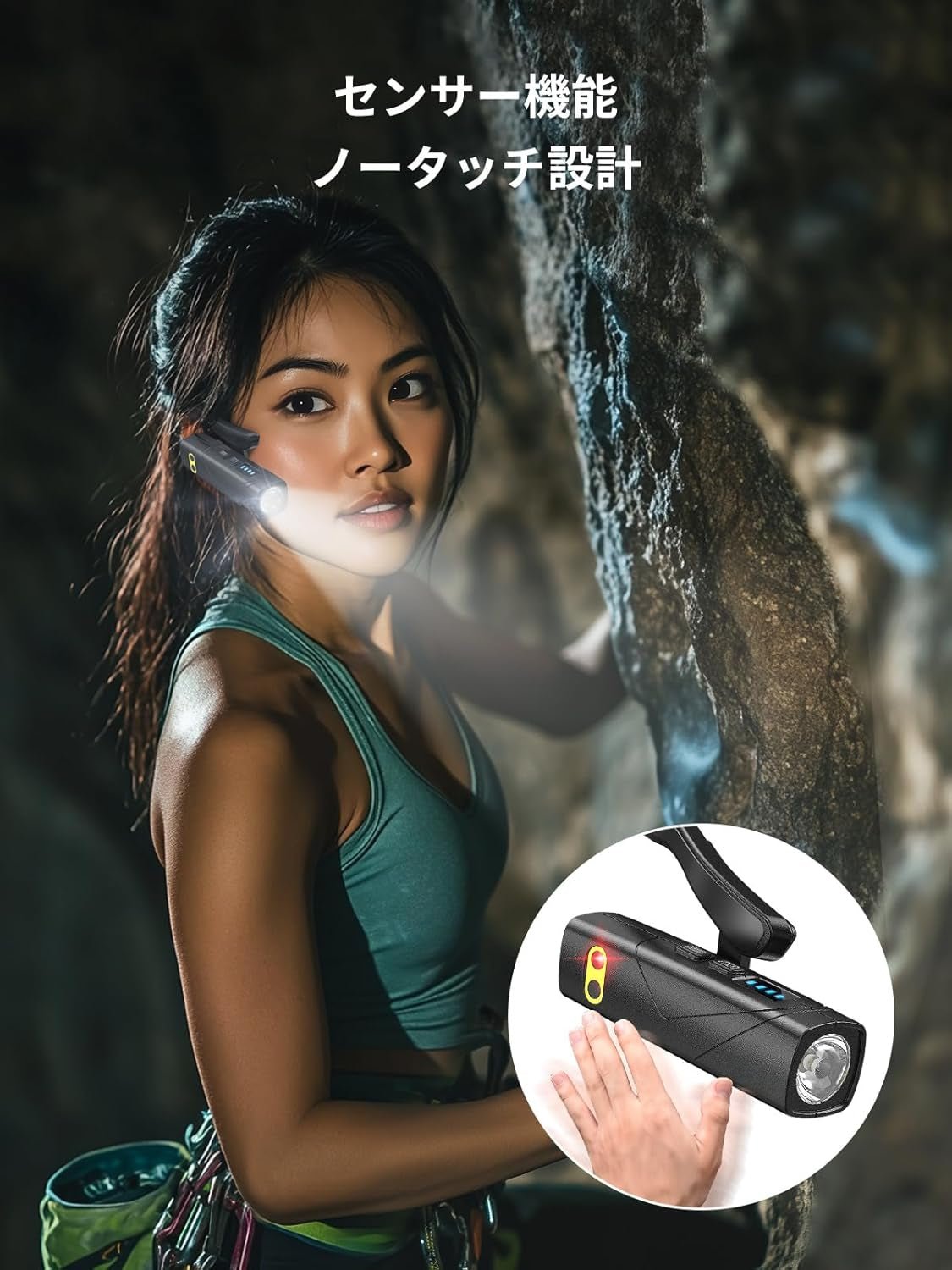 充電式 LED ヘッドライト, 【新概念耳掛け式・白色光・赤色光】 耳装着式ヘッドランプ センサー付き USB充電可能 5つの照明モード 高輝度アウトドアヘッドランプ 230°広角照明 超軽量 IPX4 防水防塵 8時間連続使用可能 キャンプ 登山 散歩 釣り 作業 停電用 防災用 最適 日本語取扱説明書 - Yolerhome