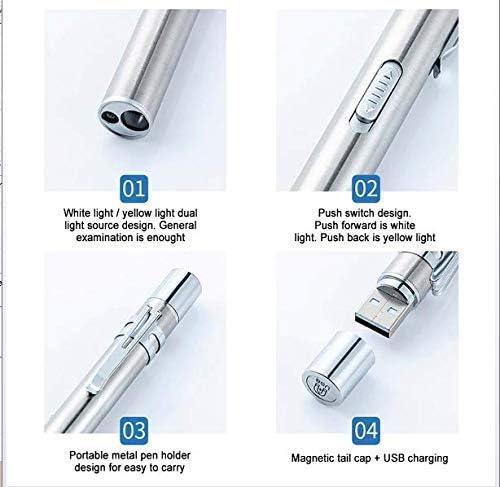 医療瞳ランプペンライトダブル光源眼科耳鼻咽喉科医師看護師専門検査ミニLEDペンライトUSB充電式 - Yolerhome