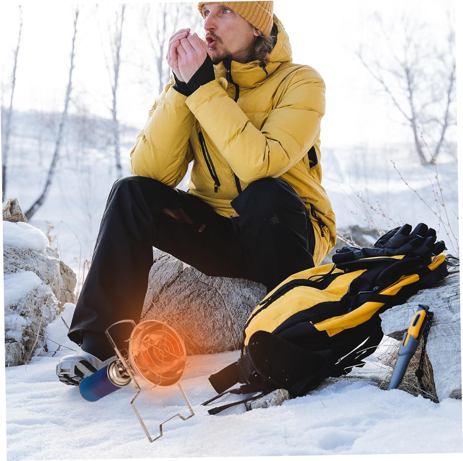 カセットガス式ポータブルヒーター＆簡易クッカー 即暖 火力調整可能 折りたたみスタンド付き 収納バッグ付 アウトドアヒーター 屋外専用 キャンプ・防災・釣り用 コンパクト暖房機 - Yolerhome