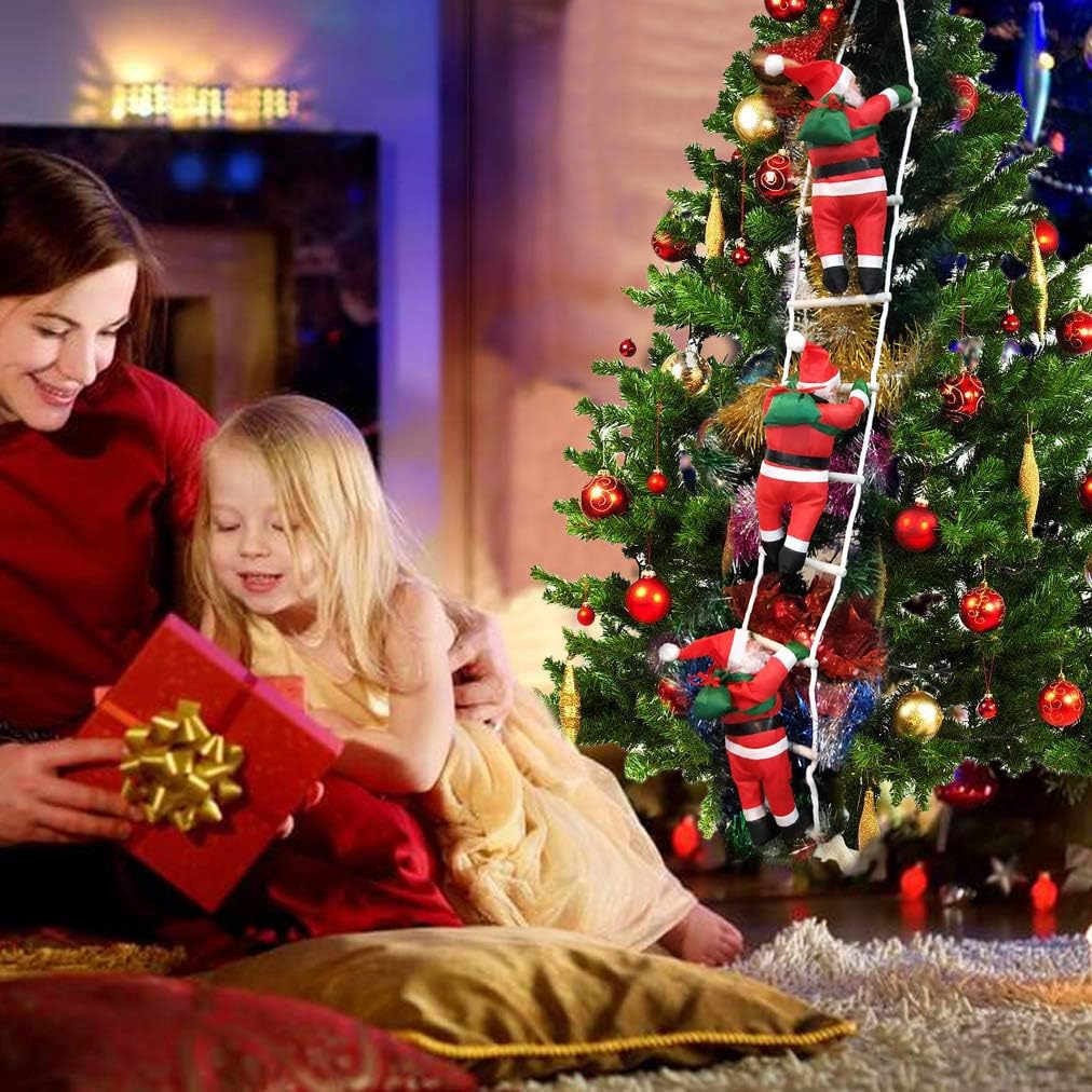 サンタはしご クリスマスツリー飾り サンタクロース人形 クリスマスパーティー吊り装飾用 - Yolerhome