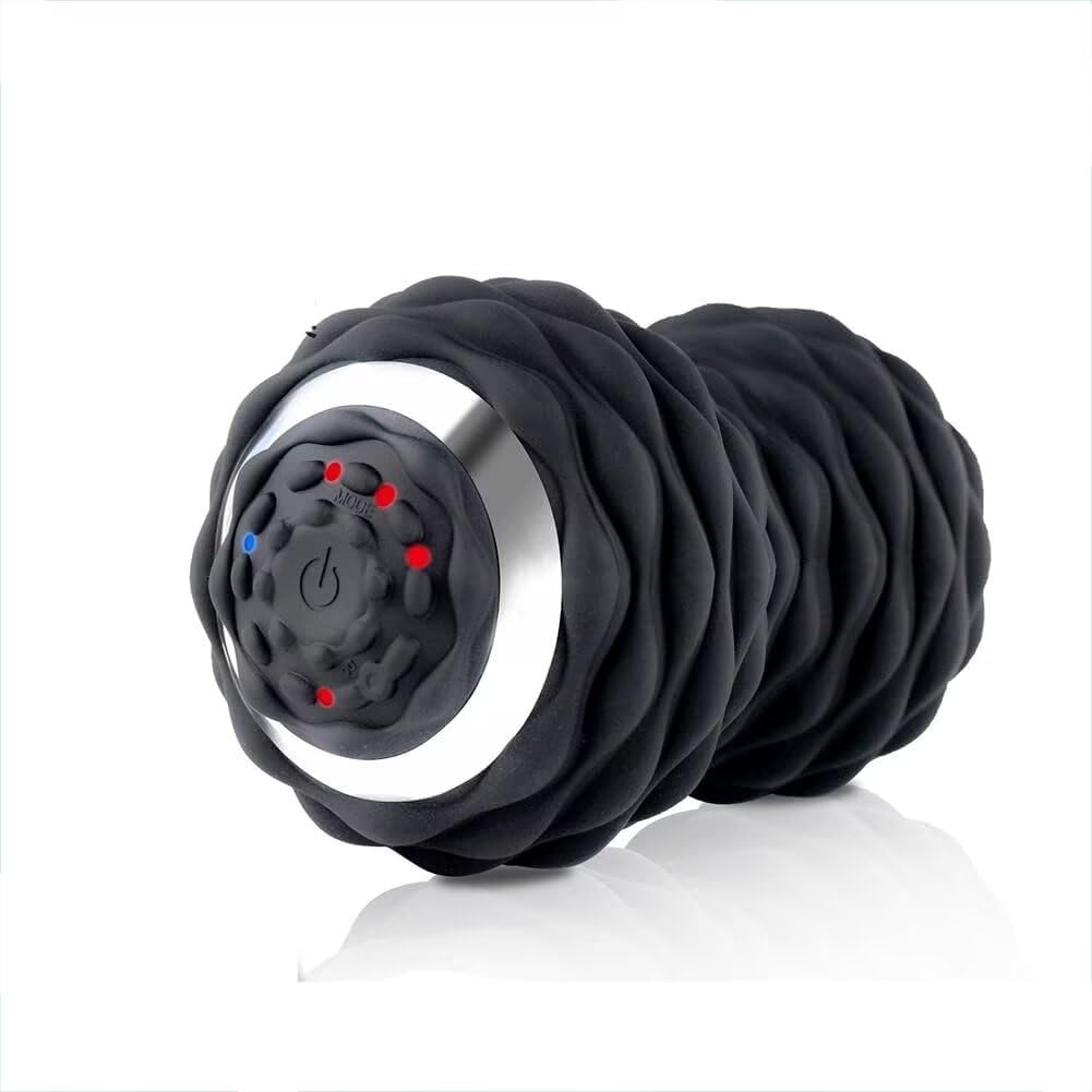 振動ボール 筋膜リリースボール ミニ 振動マシン 全身ストレッチ 内転筋 筋トレ 太もも 太ももに挟む 健康器具 シルバーブラック - Yolerhome