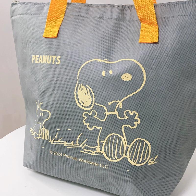 【スヌーピー】スヌーピーメイト保冷温バッグ【ブルーグレーイエロー】漫画スヌーピー 大容量 不織布 厚いアルミフィルム 保冷保温アイスバッグ ハンドバッグ - Yolerhome