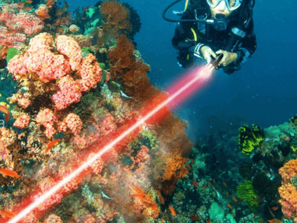 防水グリーンレーザーポインター 潜水対応 強力レーザーライト 水中使用可 長距離照射可 充電式高出力マリン用レーザー - Yolerhome