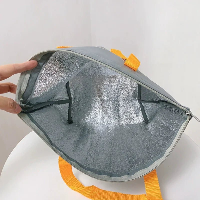 【スヌーピー】スヌーピーメイト保冷温バッグ【ブルーグレーイエロー】漫画スヌーピー 大容量 不織布 厚いアルミフィルム 保冷保温アイスバッグ ハンドバッグ - Yolerhome