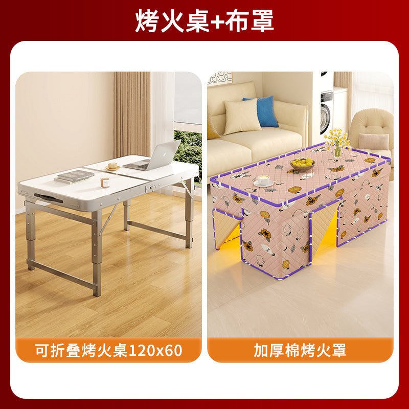 折りたたみこたつテーブル＋掛けふとん付き 長方形 テーブルクロス付 おしゃれ リビング用 家庭用 省スペース 冬用 暖房器具併用可 コタツベース家具 - Yolerhome