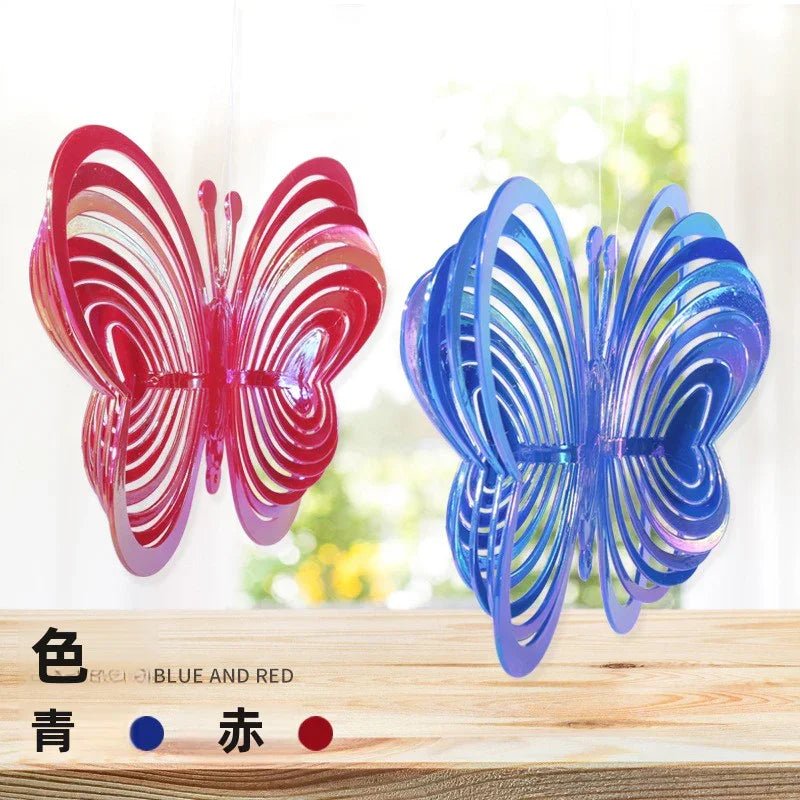 ガーデンウィンドスピナー鳩よけグッズ鳥避けグッズベランダ鳥よけグッズアウトドア野菜芝生鳥避けグッズベランダ防鳥園芸用品カラス対策吊り下げ式キラキラブルーちょう型 - Yolerhome