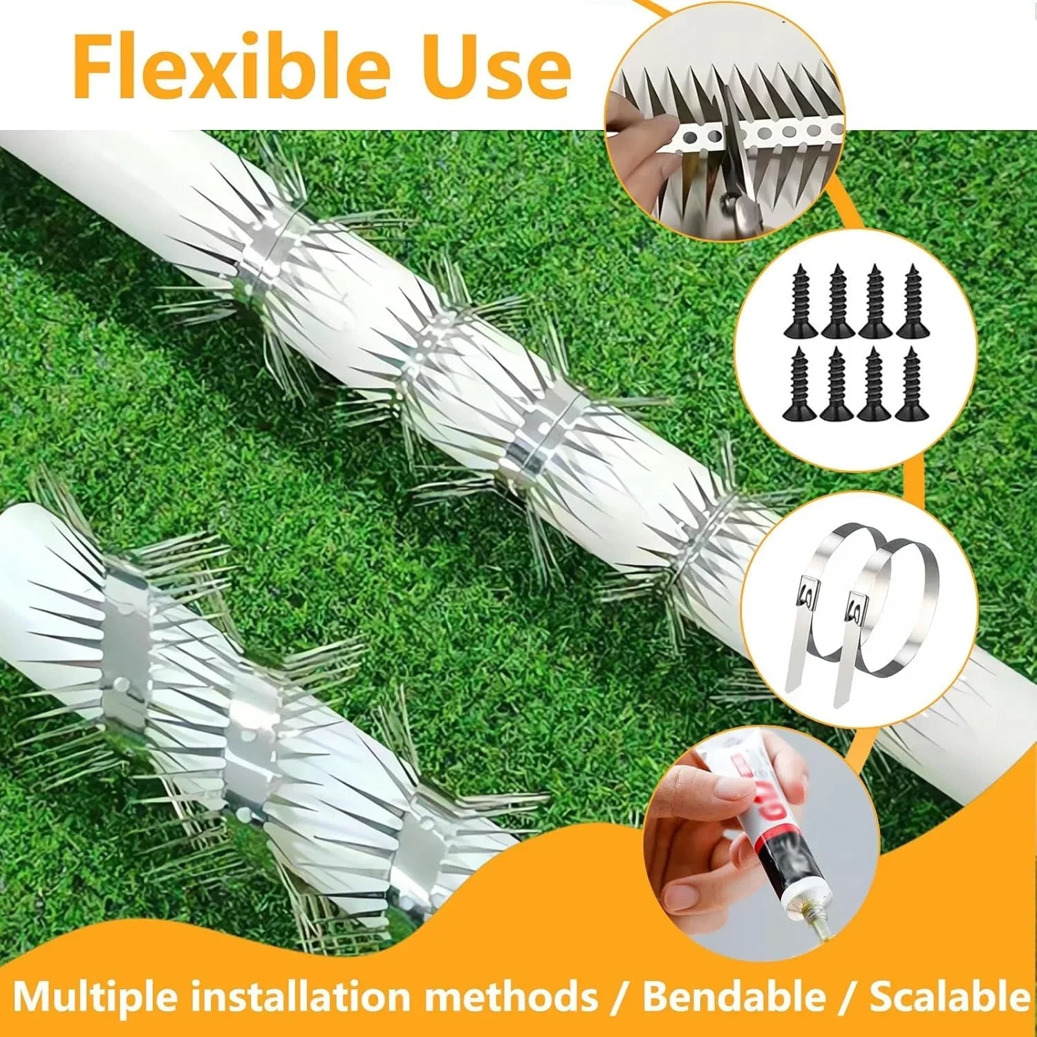 バードスパイク ステンレススチール 屋外 ハトや他の小鳥用 アライグマやリスがフェンスを登るのを効果的に回避 ガーデンフェンスや壁用のハトスパイク 鳥スパイク ハトや小鳥用 屋根の窓辺 フェンス 壁 納屋に最適 - Yolerhome